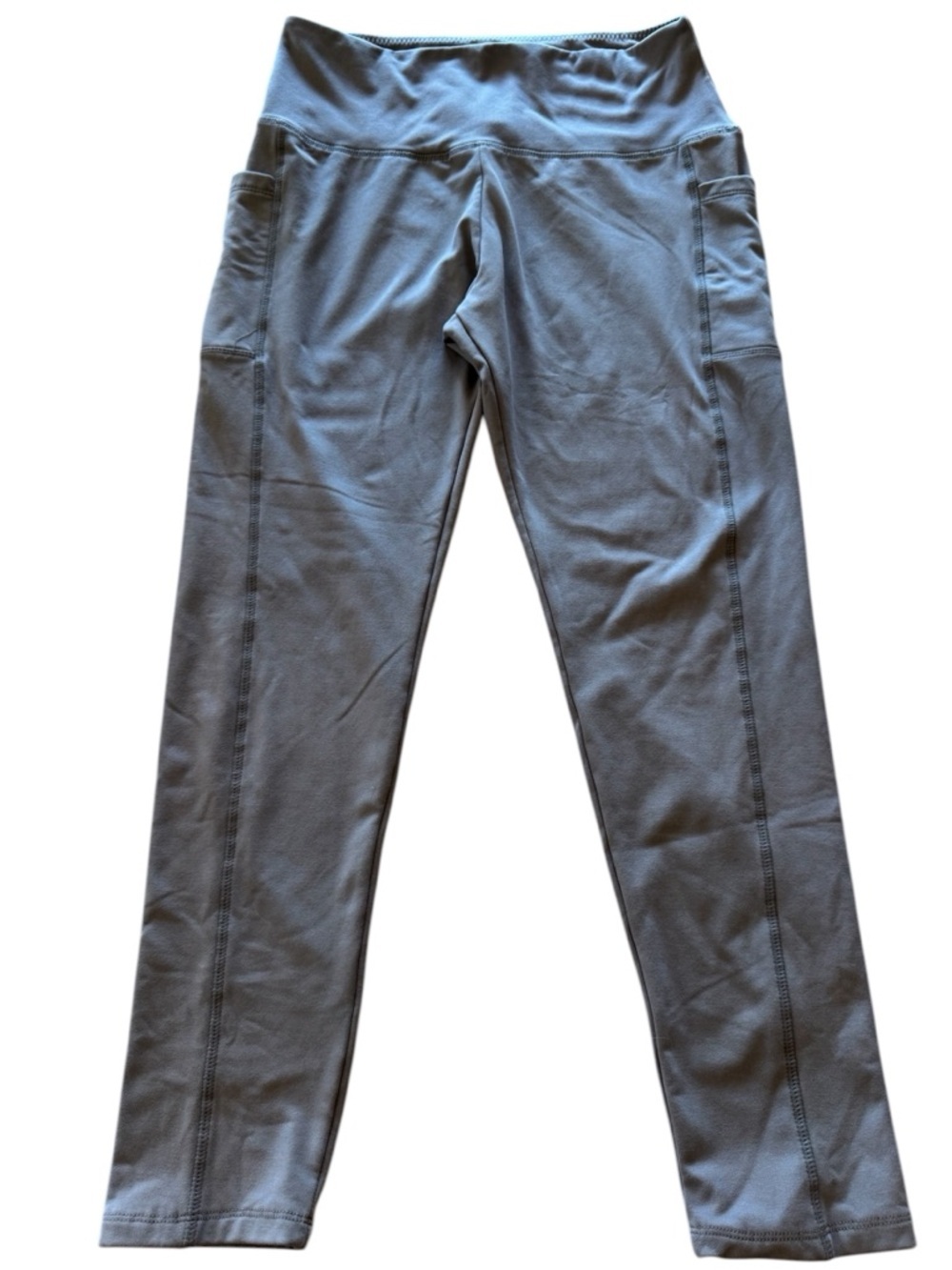 Women's High-Waist Gray Leggings with Side Pockets L/XL